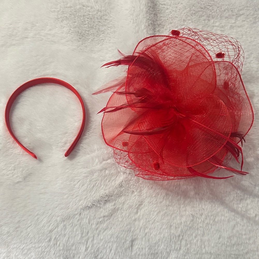 Elegant Red Fascinator Headband
